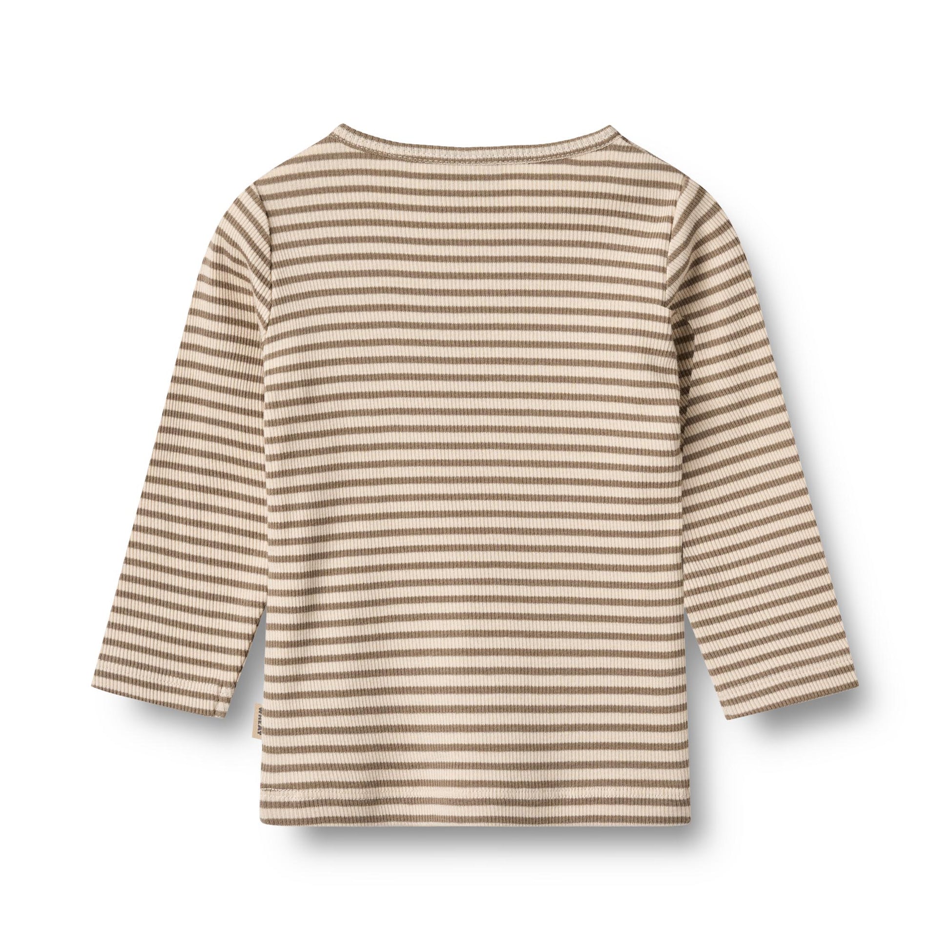 T shirt lange mouwen Stig - Biologisch katoen - Stone stripe - Wheat achterkant