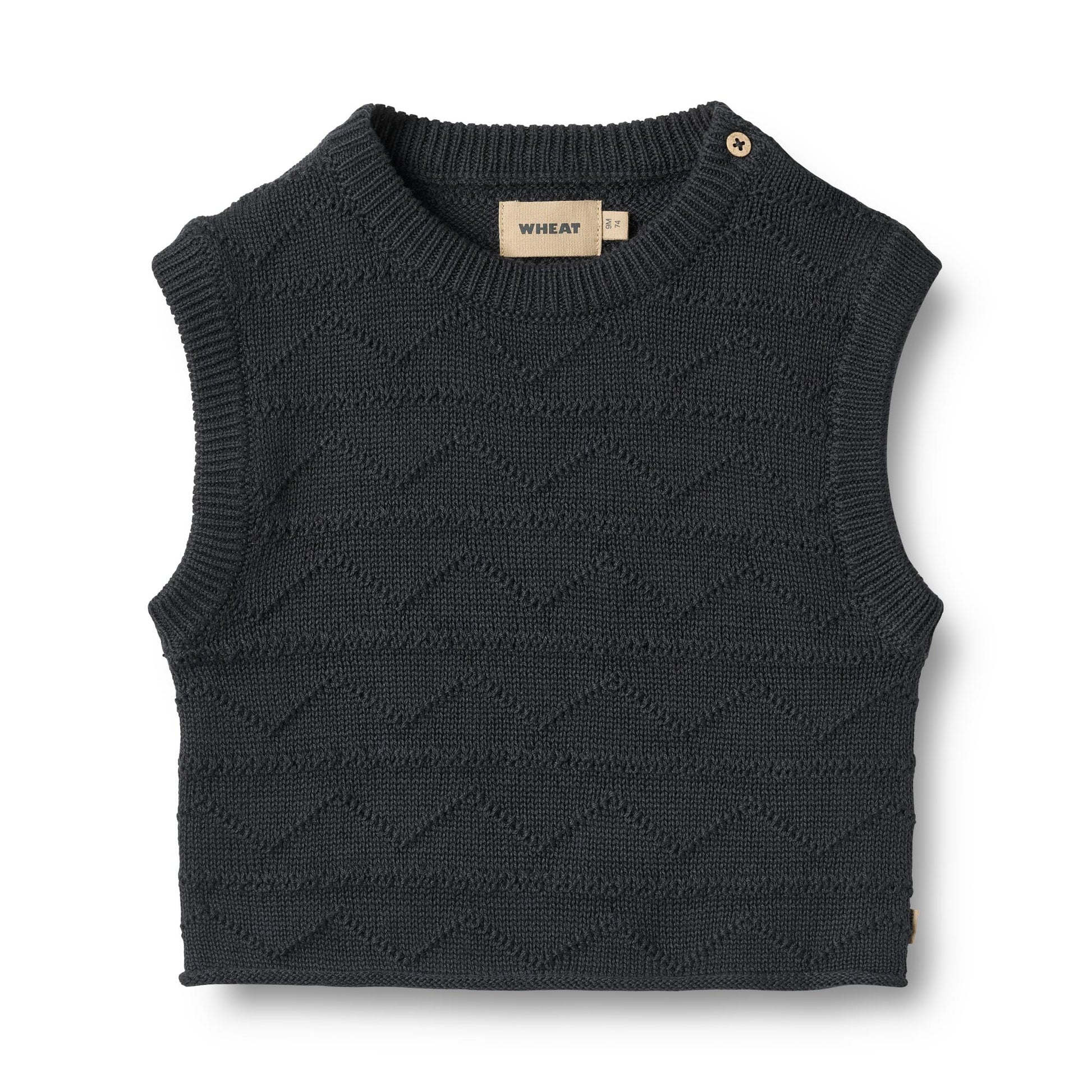 Spencer - Knit vest Bobby - Biologisch katoen - Navy - Wheat voorkant