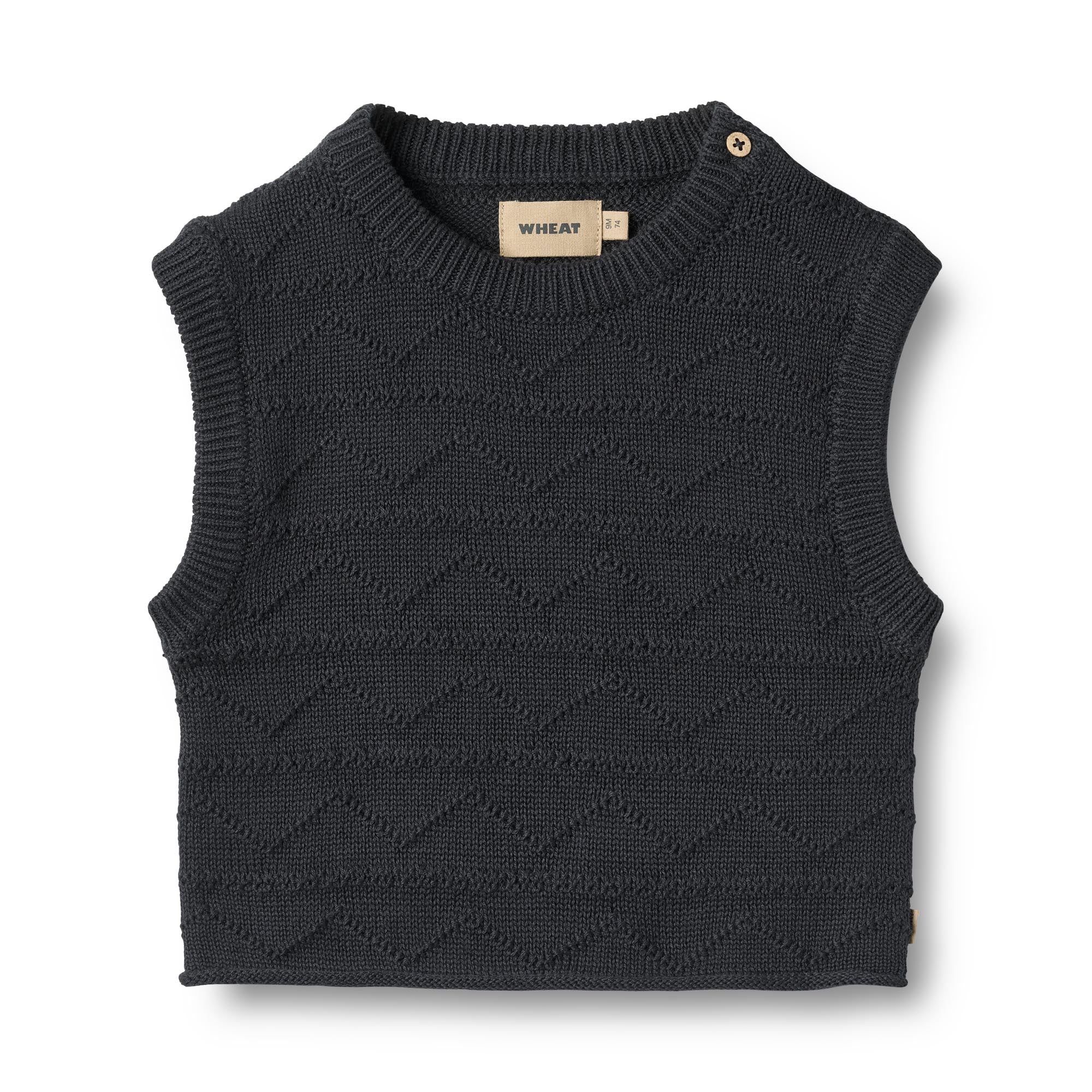 Spencer - Knit vest Bobby - Biologisch katoen - Navy - Wheat voorkant