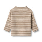 Gebreide trui Gunnar - Merino wol - Warm sand stripe - Wheat achterkant