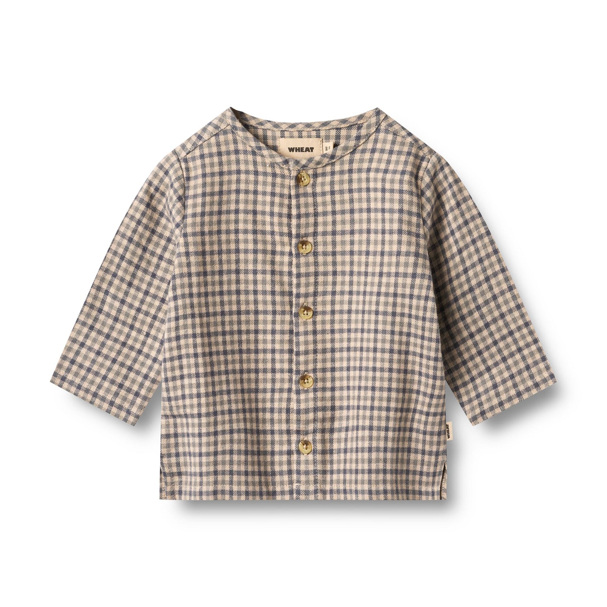 Blouse Shelby - Biologisch katoen - Blue check - Wheat voorkant