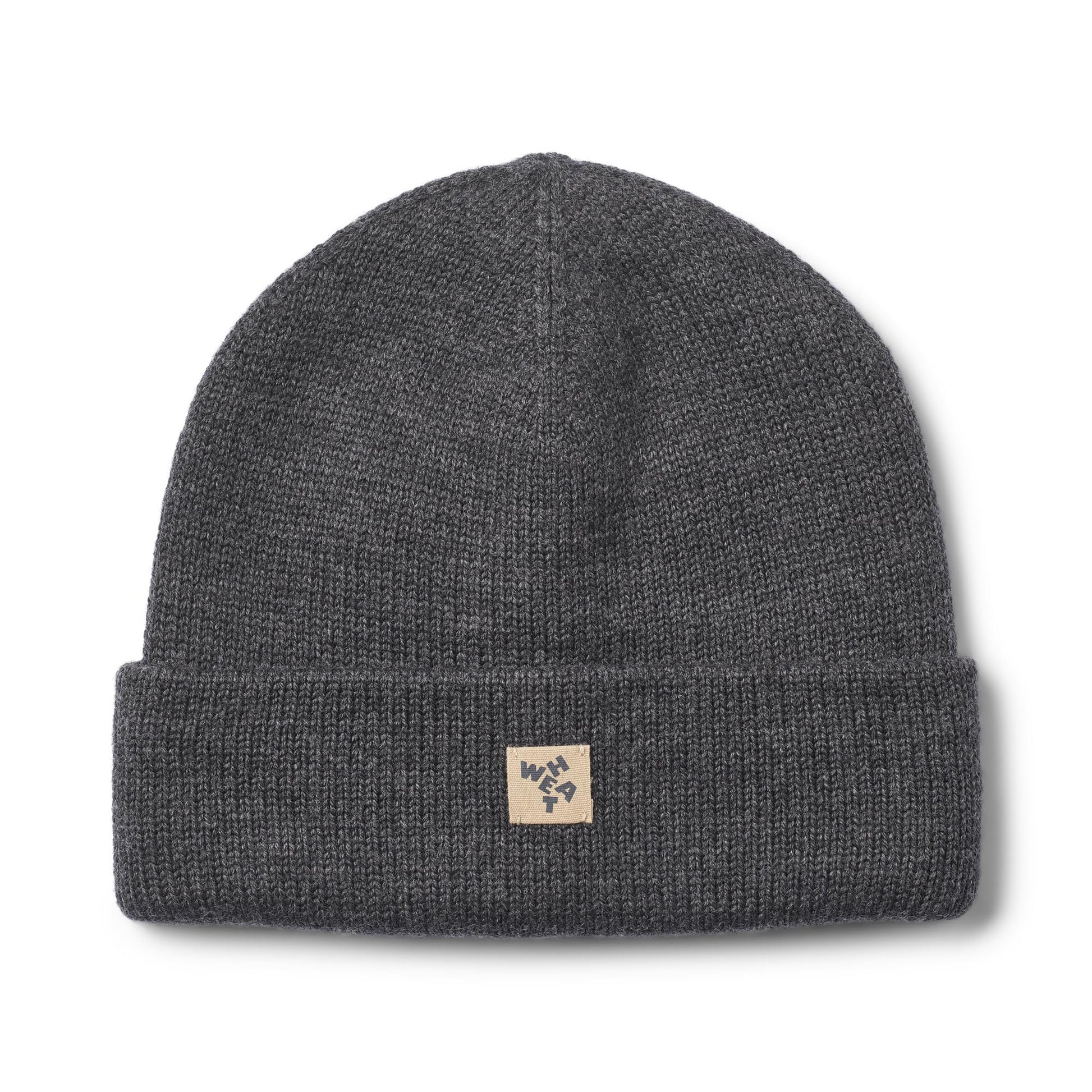Kinder muts Omalas - Merino wol - Charcoal melange/grijs - Wheat voorkant
