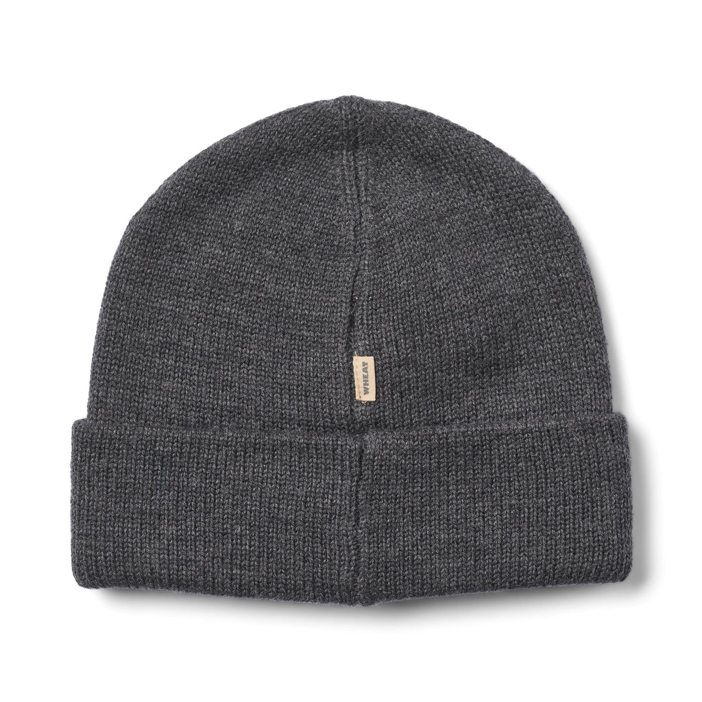 Kinder muts Omalas - Merino wol - Charcoal melange/grijs - Wheat achterkant