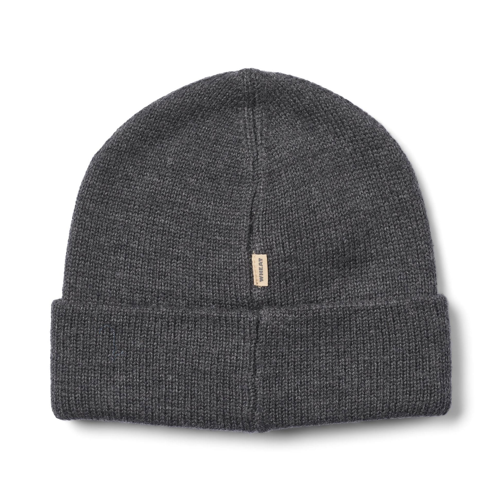 Kinder muts Omalas - Merino wol - Charcoal melange/grijs - Wheat achterkant