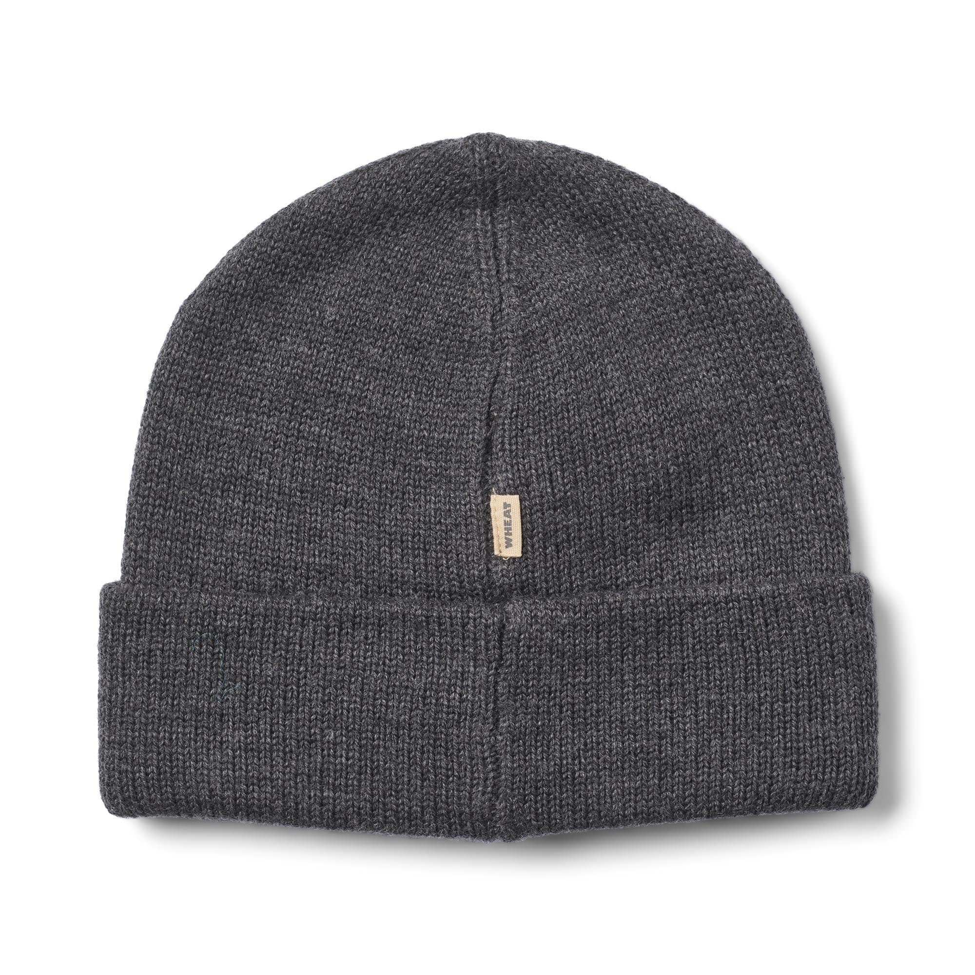 Kinder muts Omalas - Merino wol - Charcoal melange/grijs - Wheat achterkant