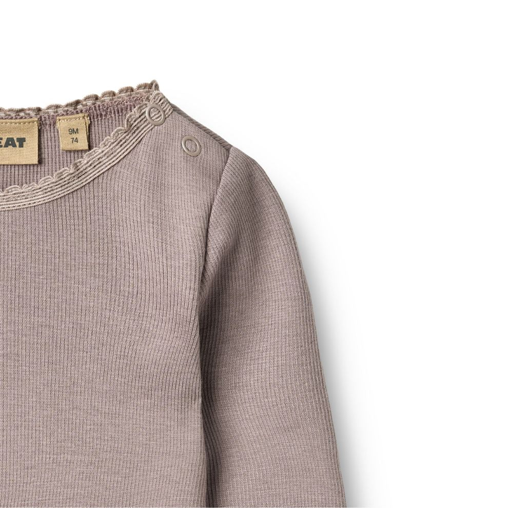 Top lange mouw - Modal/biologisch katoen - Dusty purple - Wheat bovenkant