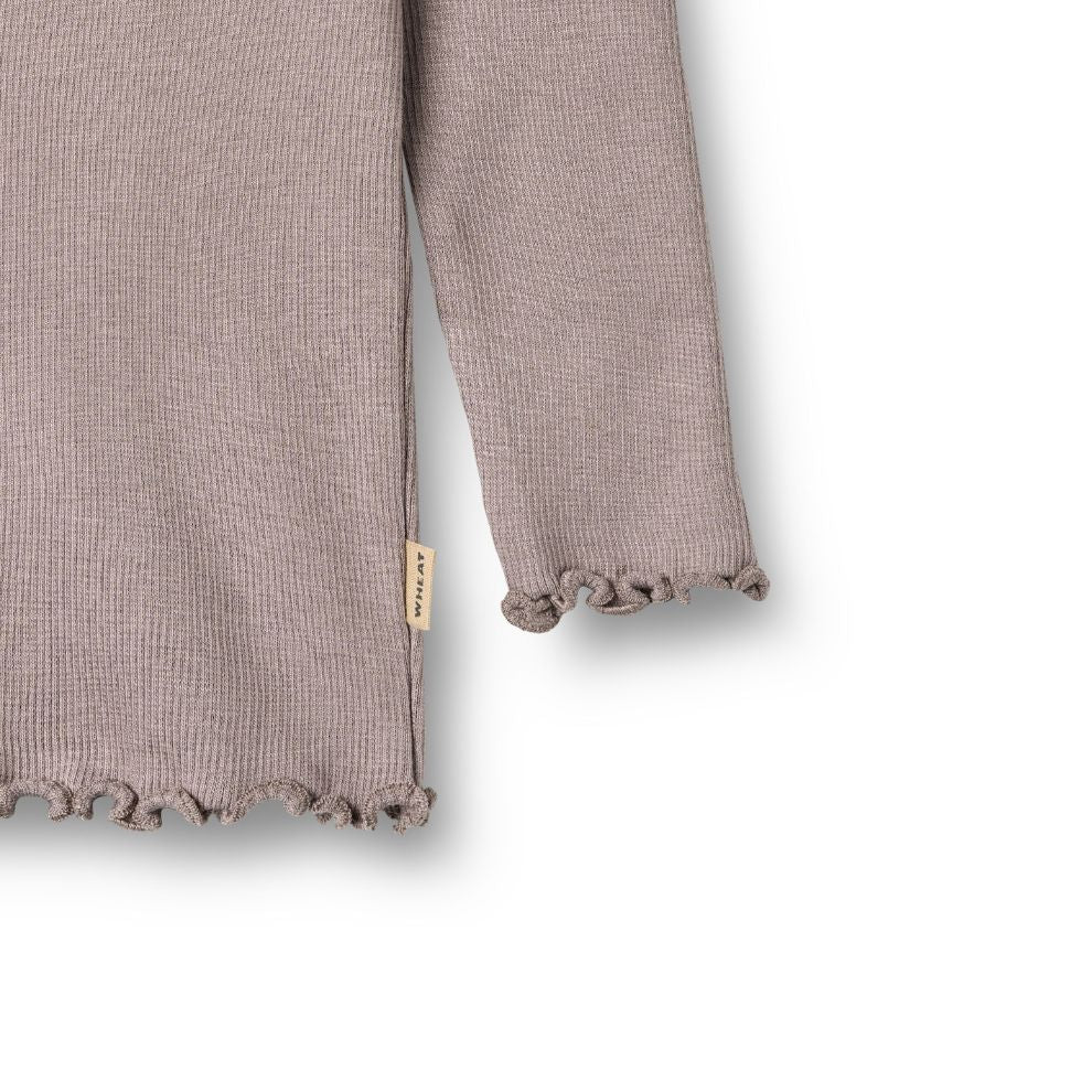 Top lange mouw - Modal/biologisch katoen - Dusty purple - Wheat onderkant