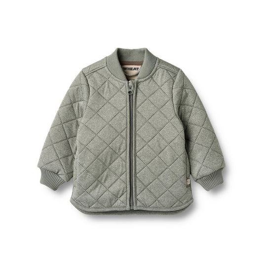 Thermo jas Loui - Thunder melange/groen - Wheat voorkant