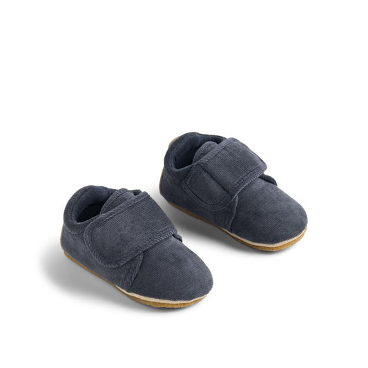 Corduroy binnenschoen Sasha - Biologisch katoen - Navy - Wheat paar