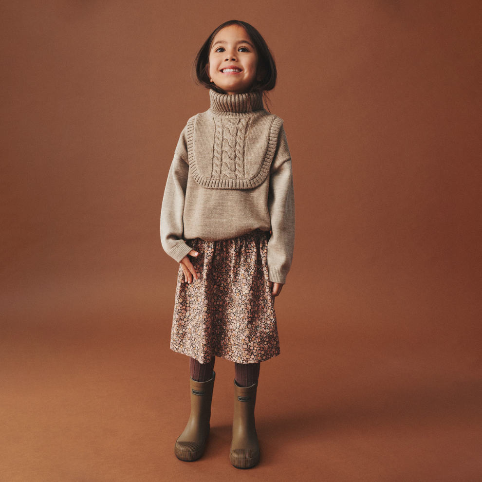 Nekwarmer Softo - Merino wol - Grey camel/beige - Wheat meisje