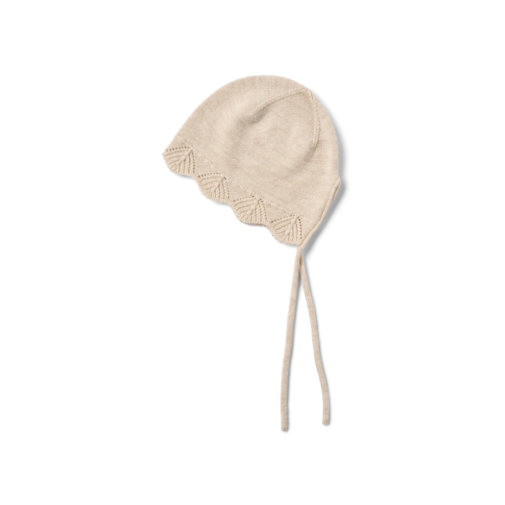 Muts met koord Amya - Merino wol - Off white - Wheat product