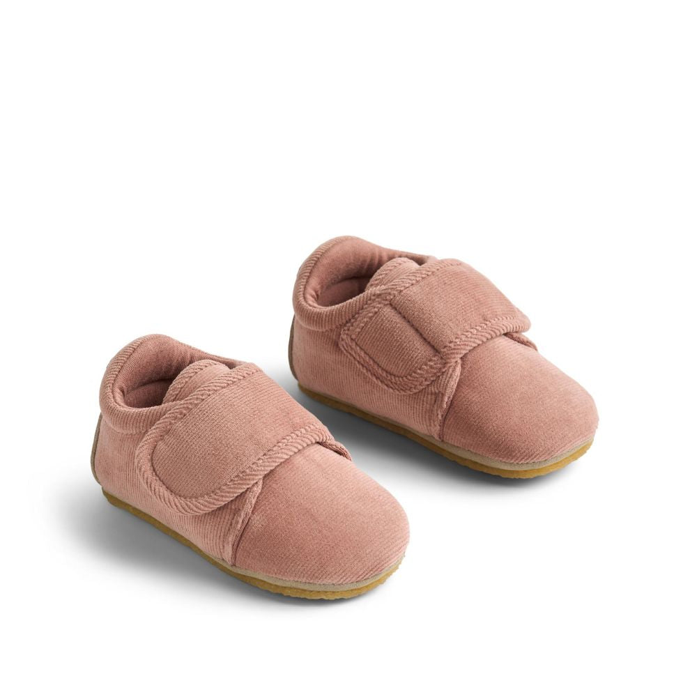 Corduroy binnenschoen Sasha - Biologisch katoen - Rose powder - Wheat paar