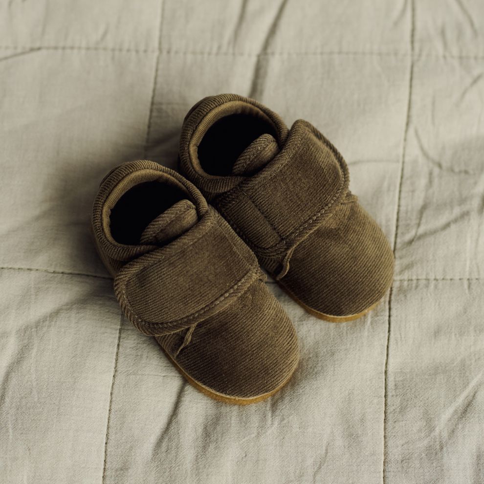 Corduroy binnenschoen Sasha - Biologisch katoen - Grey stone - Wheat lifestyle
