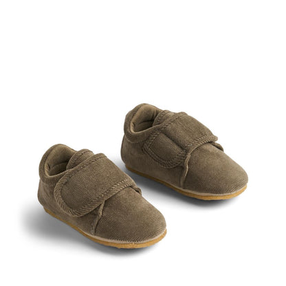 Corduroy binnenschoen Sasha - Biologisch katoen - Grey stone - Wheat paar
