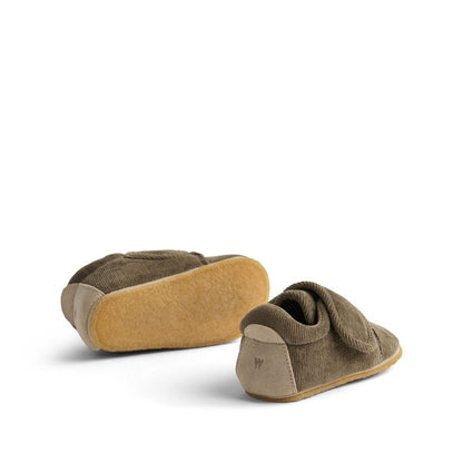 Corduroy binnenschoen Sasha - Biologisch katoen - Grey stone - Wheat zool