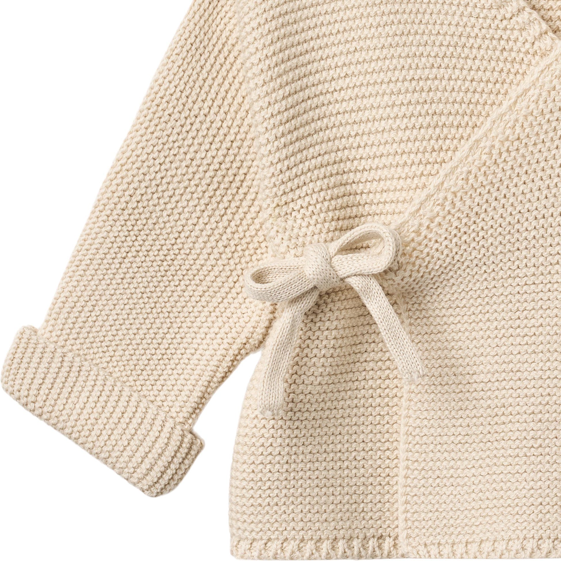 Overslag vesje - Knit Wraparound L/S Siva - Biologisch katoen - Wheat sandshell close up